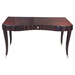 Barbara Barry for Baker Italian Art Deco Style Modern Mahogany Writing Desk 54"