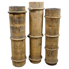3 Antique Tibetan Wood Yak Butter Churn Buckets