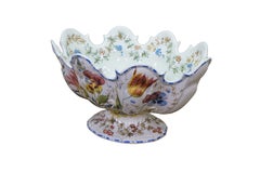 Antique Italian Nove Majolica Scalloped Footed Centerpiece Monteith Bowl 18"