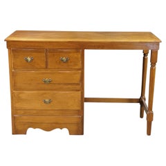 Vintage Early American Colonial Style Solid Maple Country Kneehole Desk 44"