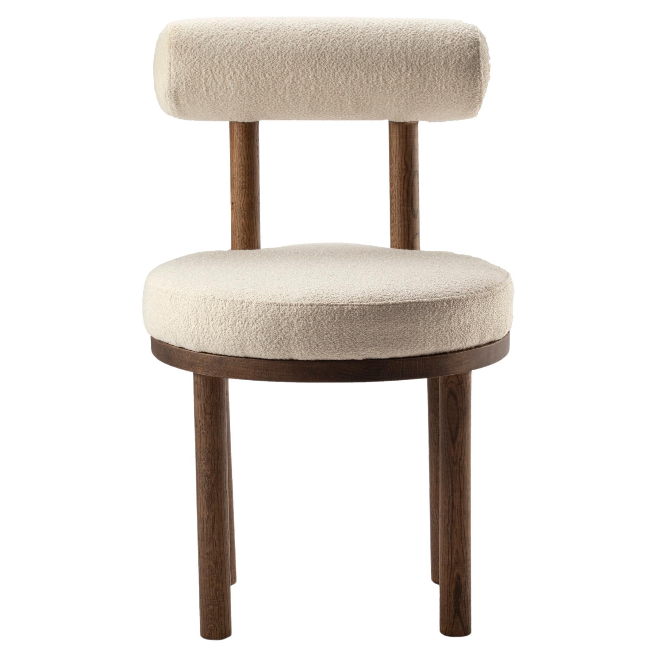 Contemporary Modern Moca Chair in Boucle Fabric & Smoked Oak by Collector Studio For Sale