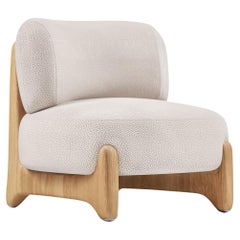 Vintage Contemporary Modern Tobo Armchair in Fabric & Oak Wood by Collector Studio