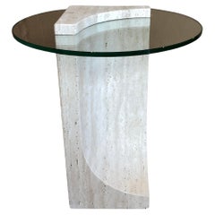 Edge Side Table with Travertino Marble made in Portugal by Collector Studio