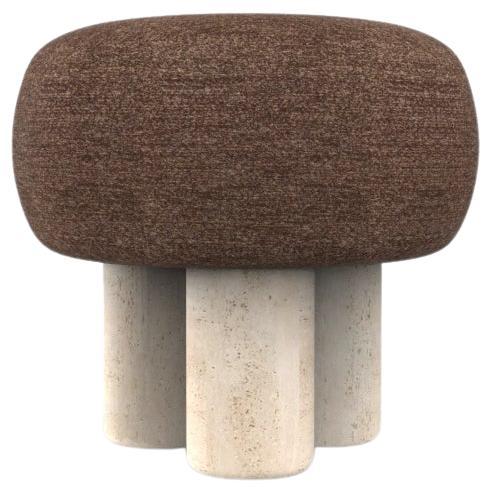 Hygge Puff Designed by Saccal Design House Outdoor Tricot Brown Travertine For Sale