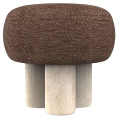 Hygge Puff Entworfen von Saccal Design House Outdoor Tricot Brown Travertin