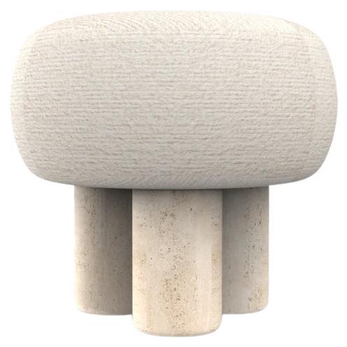 Hygge Puff Designed by Saccal Design House Outdoor Tricot Off White Travertine For Sale