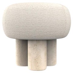 Hygge Puff Designed by Saccal Design House Outdoor Tricot Off White Travertine