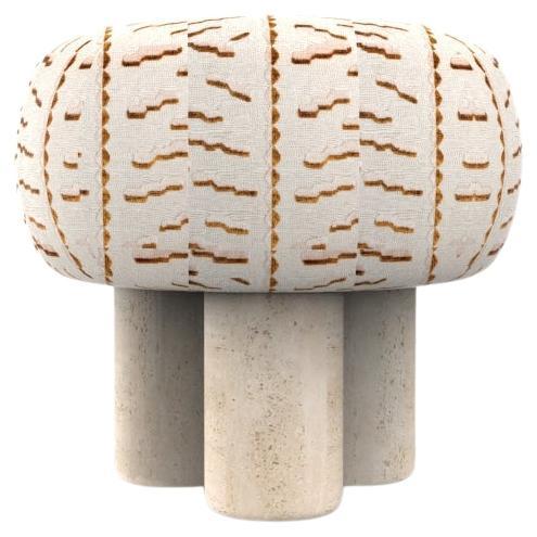 Hygge Puff Designed by Saccal Design House Dedar Tiger Beat Milano Travertine For Sale
