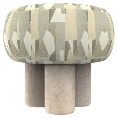 Hygge Puff Designed by Saccal Design House District Alabaster Travertine For Sale