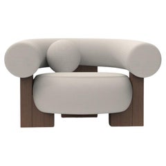 Collector Contemporary Modern Cassette Armchair in Tricot Off-White Oak Smoked