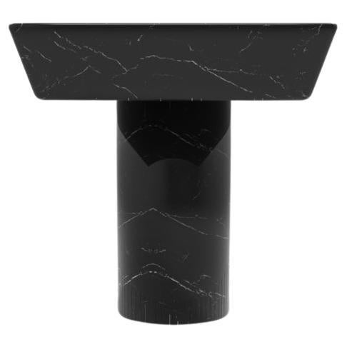 Collector Totem Side Table in Nero Marquina Marble For Sale