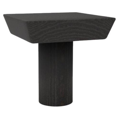 Collector Totem Side Table in Black Oak Wood For Sale