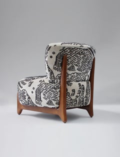 Modern Tobo Armchair in tiger beat & walnut Wood by Collector Studio