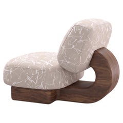 Orla Armchair Upholstered in fabric KIRKBY DESIGN Scribble and walnut structure