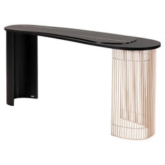 Tavolo Consolle Art Deco Castelo, Sahara Noir, Champagne, Fatto a mano da Greenapple