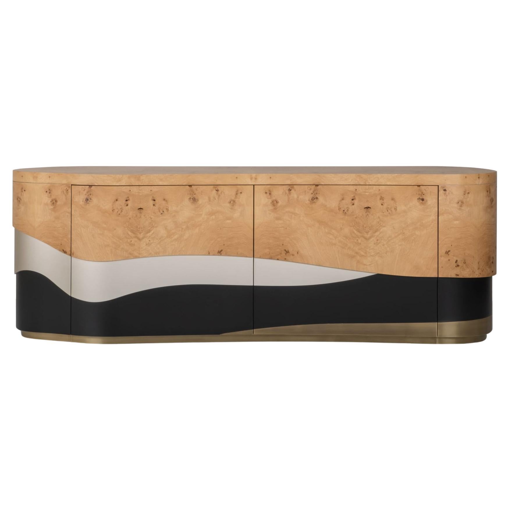 Contemporary Sistelo Sideboard, Oak Root, Brass, Handmade Portugal by Greenapple