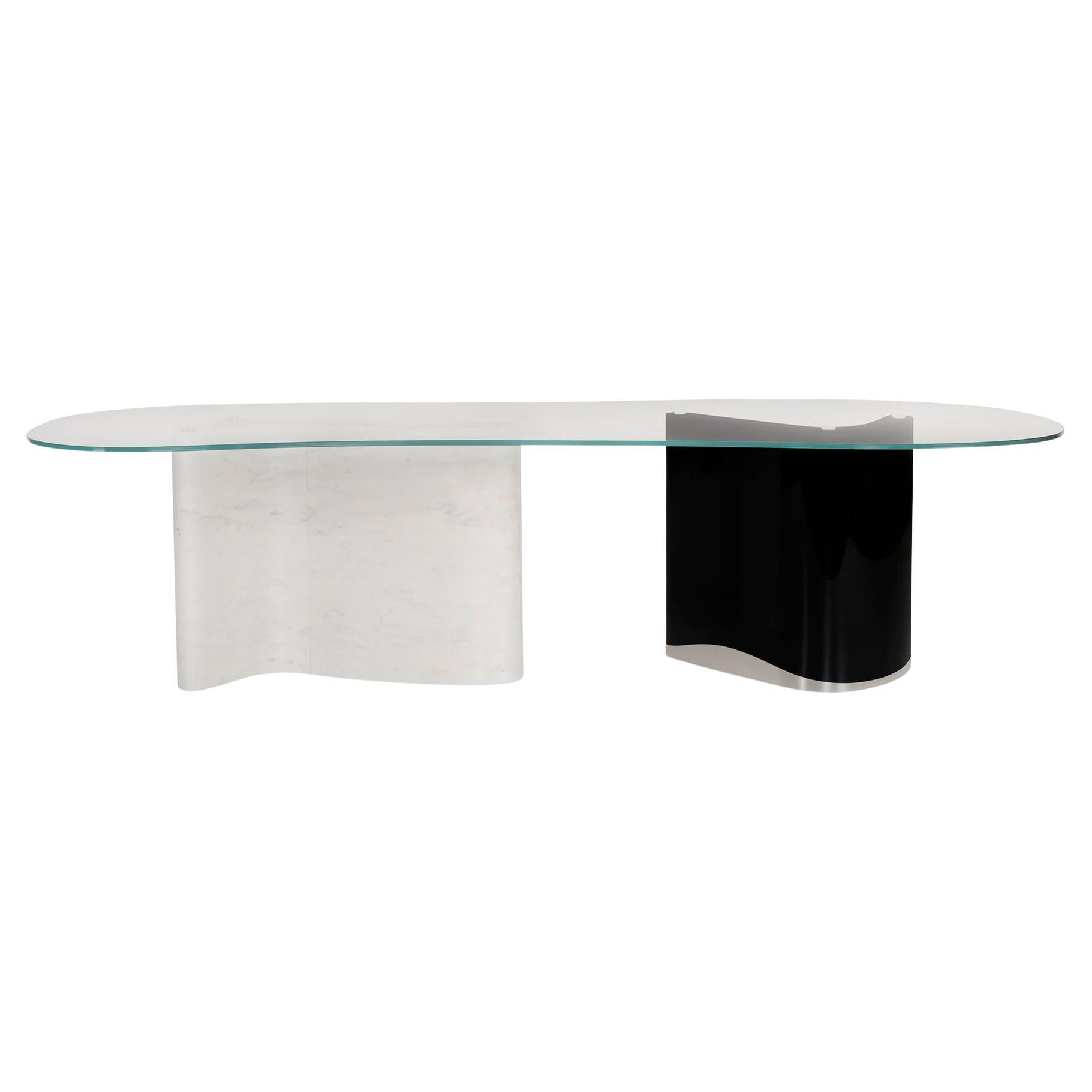 Modern Windy Dining Table Calacatta Marble Handmade in Portugal by Greenapple