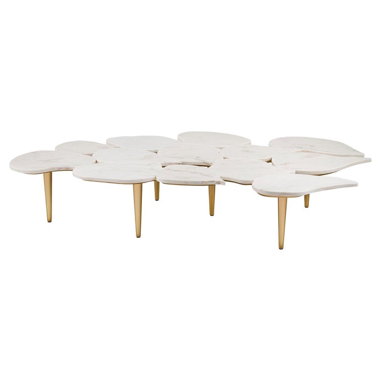 21st Century Modern Infinity Coffee Table Calacatta Marble by Greenapple For Sale