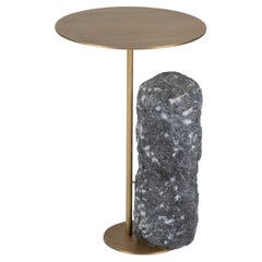 Modern Pico Side Table, Silver Portoro Marble, Handmade Portugal by Greenapple