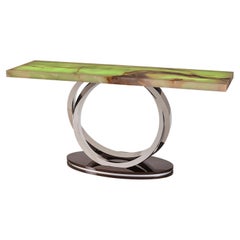 Art Deco Turim Console Table Onyx Stainless Steel Handmade Portugal Greenapple
