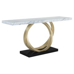 Art Deco Style Turim Console in Carrara Bianco Marble Handcrafted by Greenapple