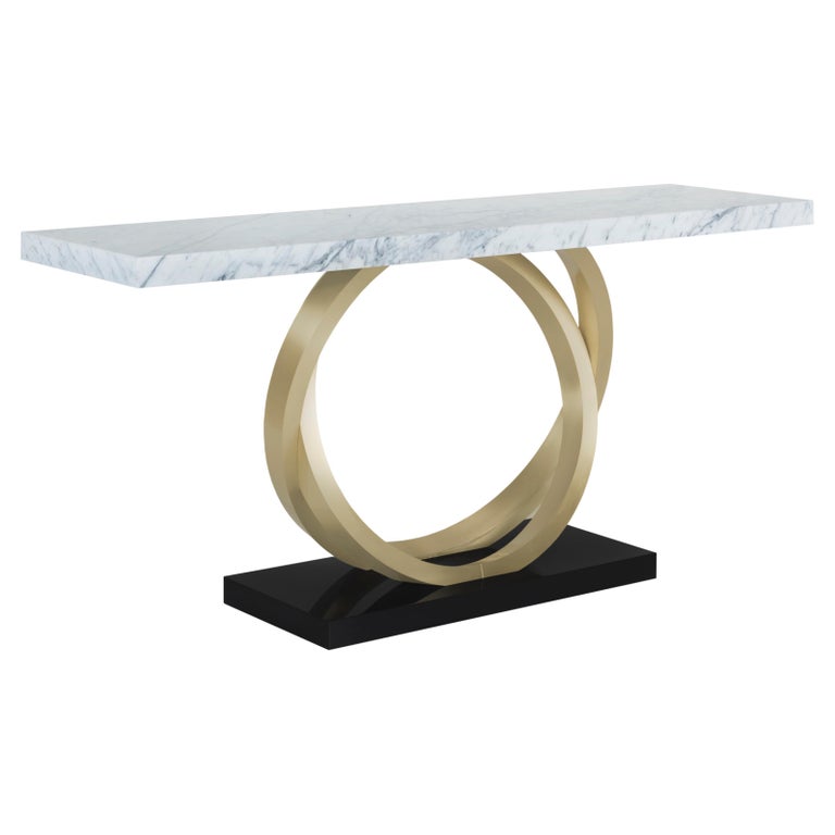 Art Deco Style Turim Console in Carrara Bianco Marble Handcrafted by Greenapple For Sale
