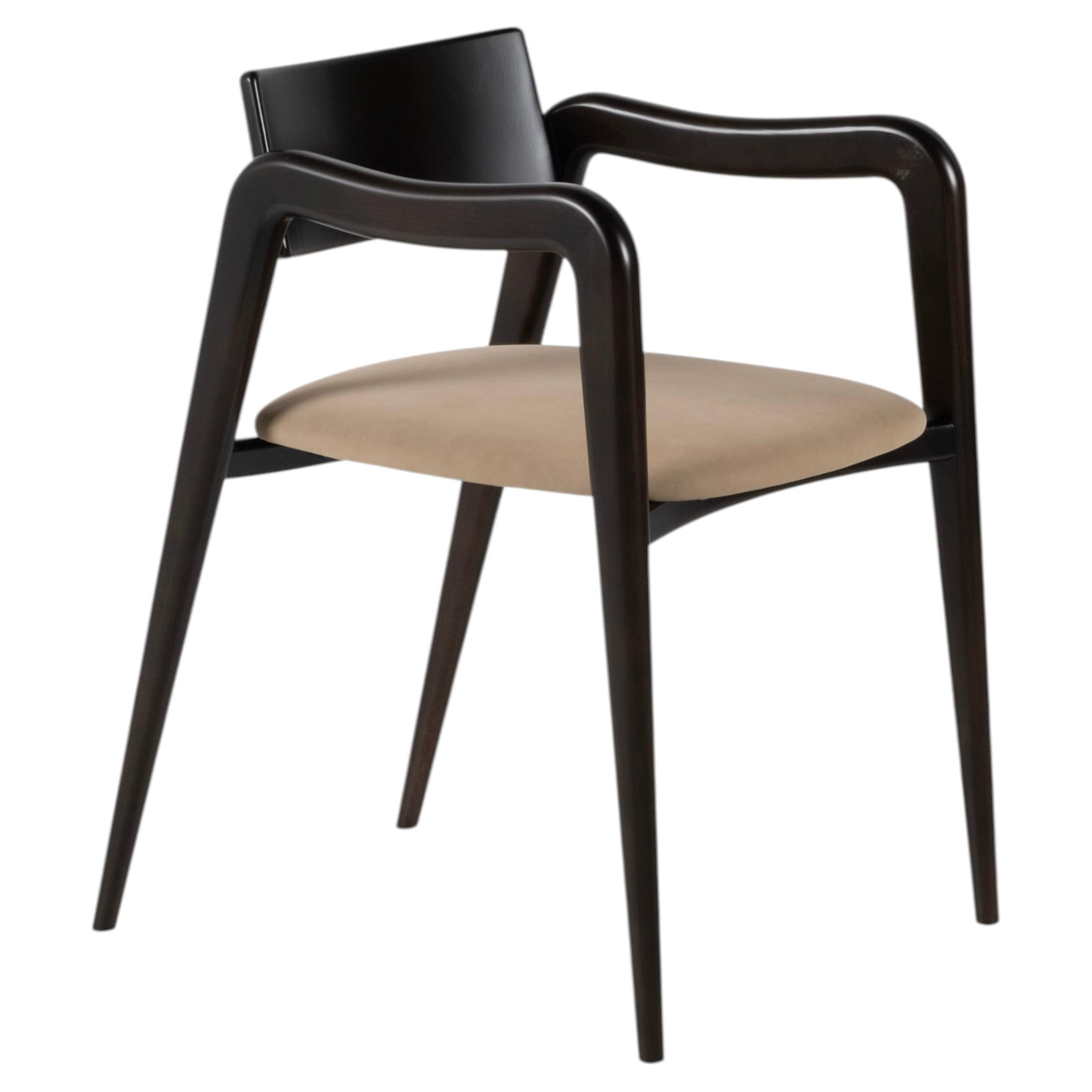 Modern Anjos Leather Dining Chair, Light-Brown, Handmade Portugal by Greenapple