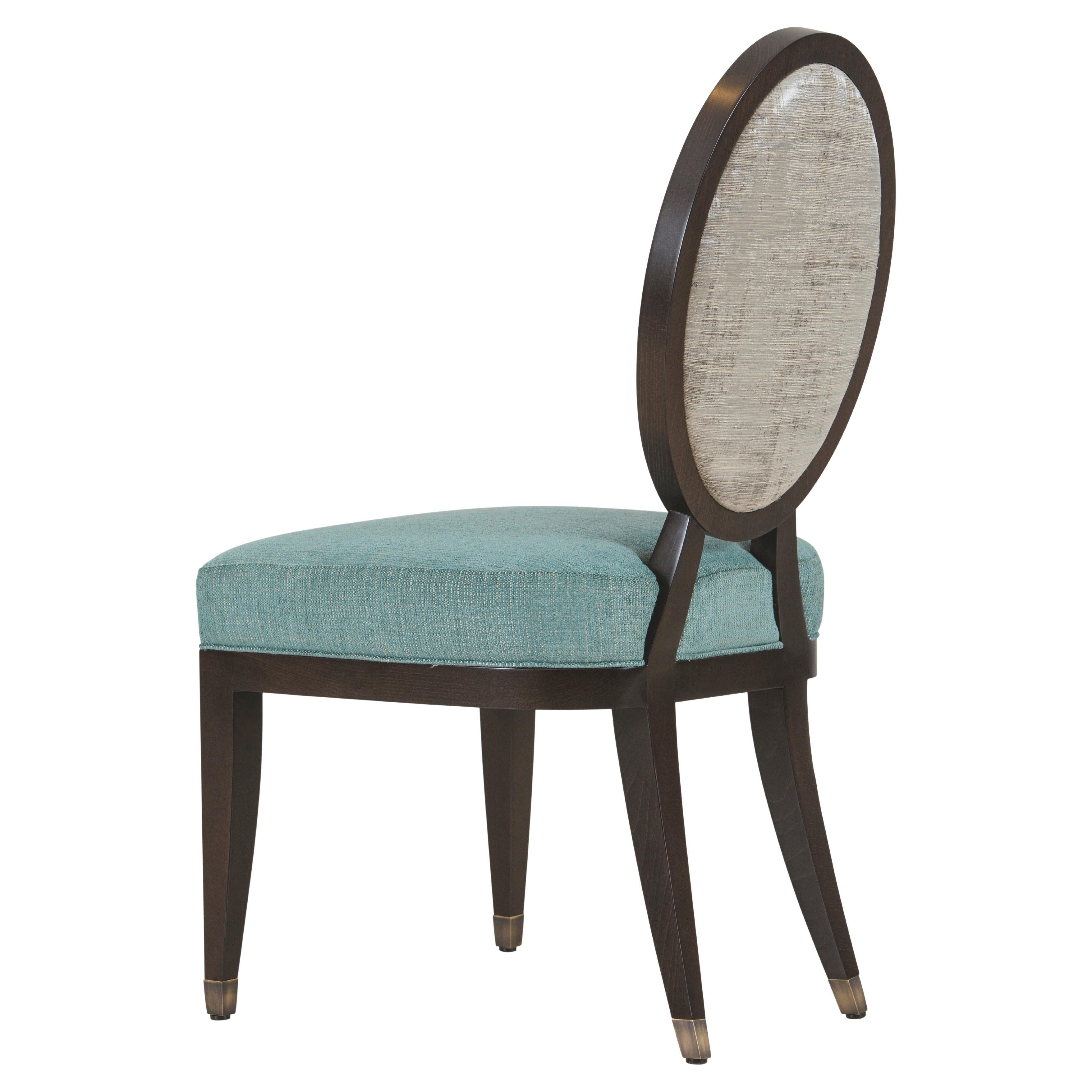 Dining Chairs Ellipse Upholstered Blue Handmade Portugal by Greenapple For Sale