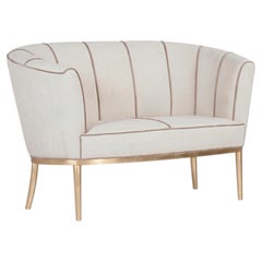 Chaise longue Art Déco Lisboa Velours bleu Feuille d'or Fait main Portugal Greenapple
