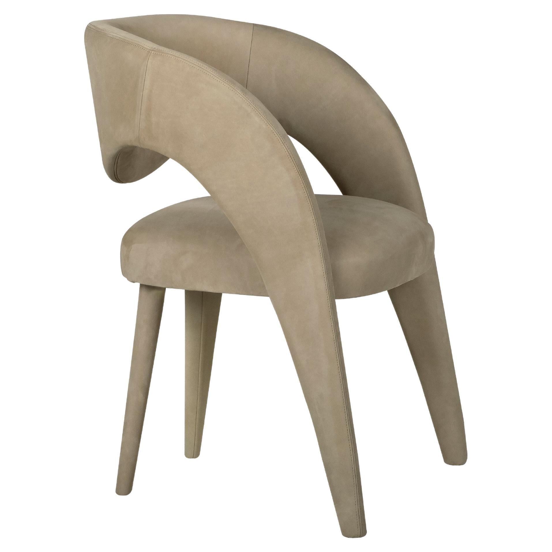Modern Laurence Chair Upholstered in Nubuck Leather Handcrafted by Greenapple