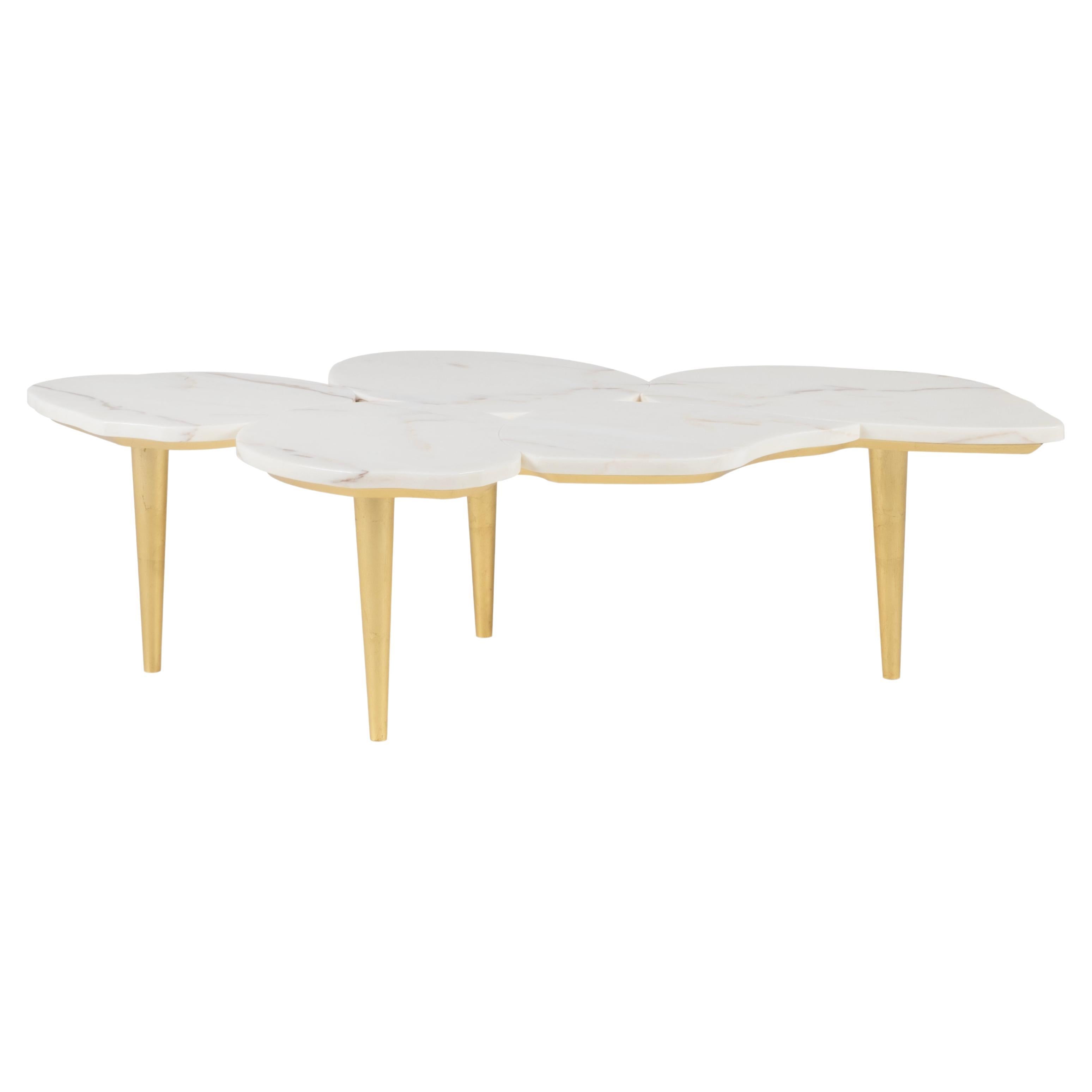 Modern Infinity Coffee Table Marble, Gold Leaf, Handmade Portugal by Greenapple For Sale