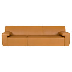Modern Almourol Sofa, Camel Leather, Handmade in Portugal by Greenapple