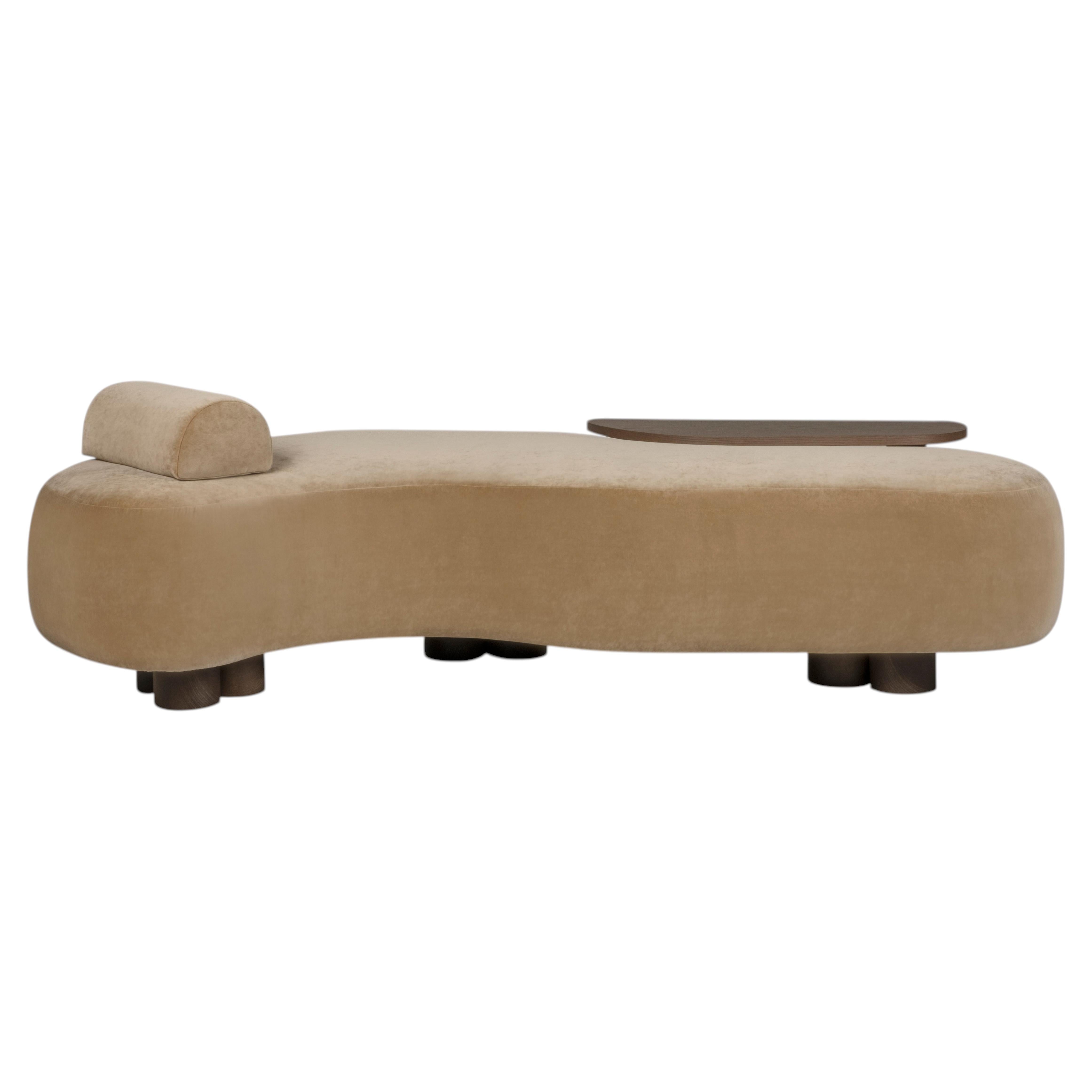 Chaise longue Minho, velours DEDAR, fabriquée à la main au Portugal par Greenapple en vente