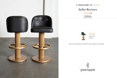 Art Deco Flute Leather Bar Stool, Emerald, Handmade in Portugal by Greenapple