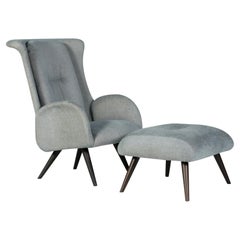 Silla de salón moderna Barao, Chevron verde azulado, hecha a mano en Portugal by Greenapple