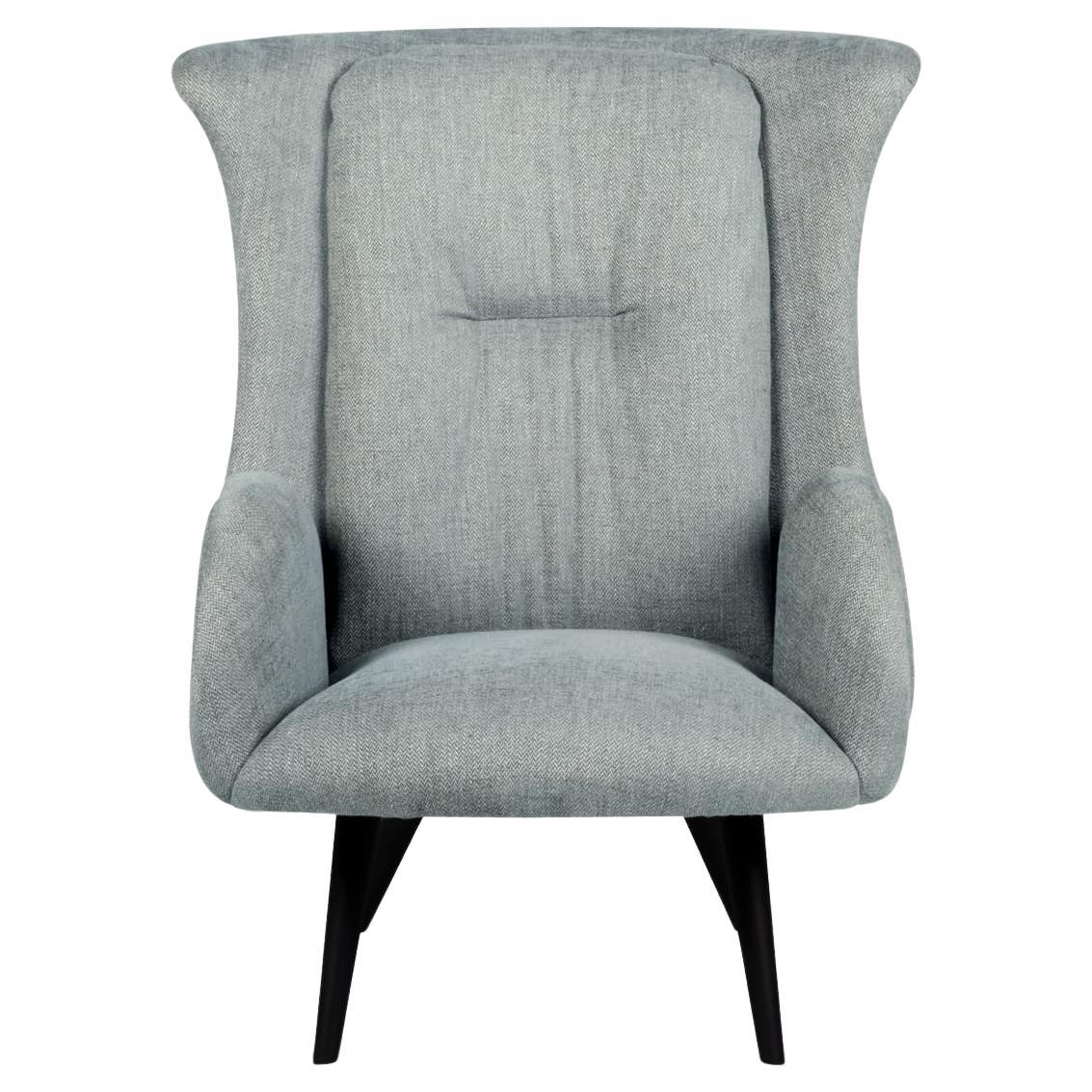 Mid-Century Modern Fauteuil de salon moderne Barao, chevron bleu vert, fabriqué à la main au Portugal par Greenapple en vente