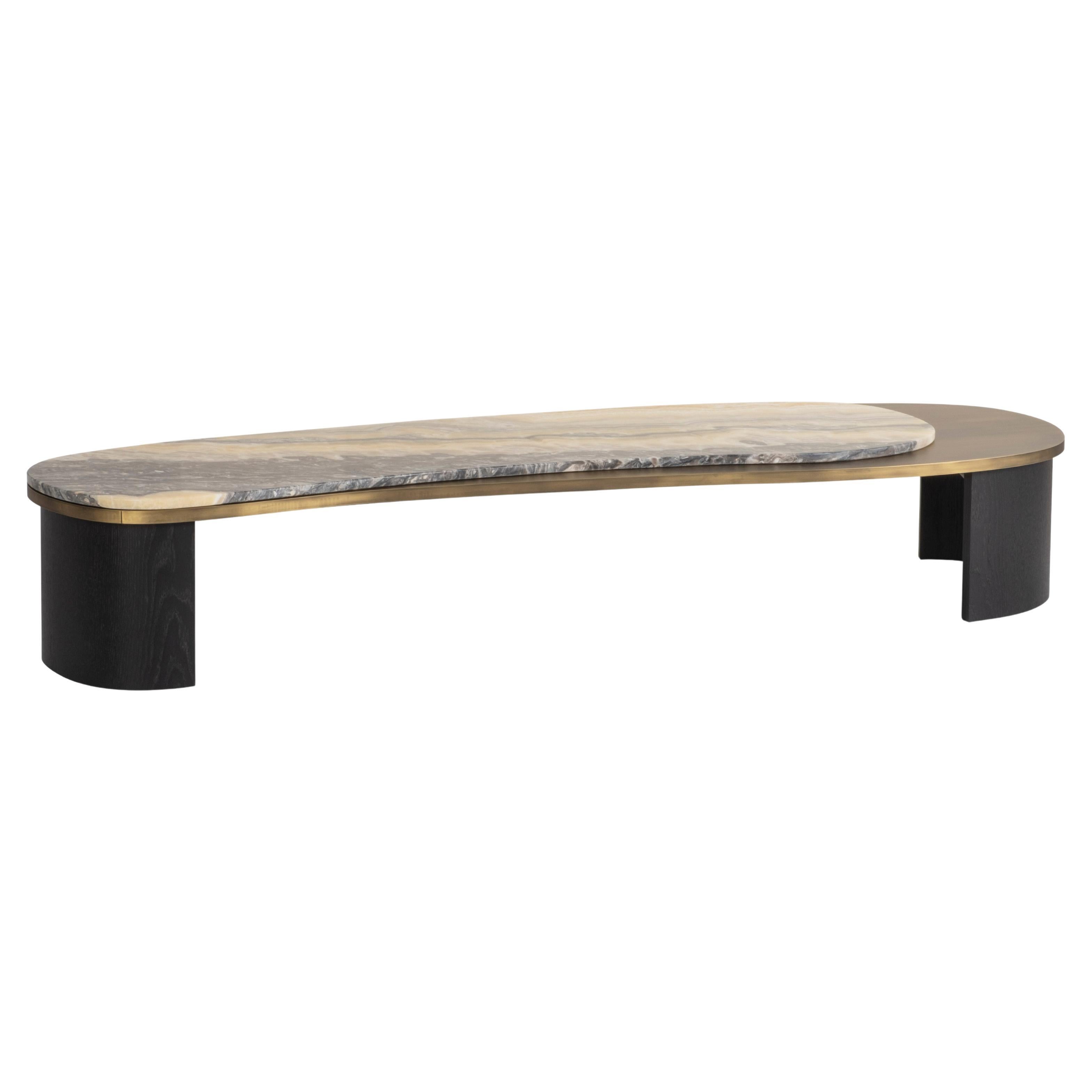 Moderner Armona-Couchtisch, Onyx-Messing, handgefertigt in Portugal von Greenapple
