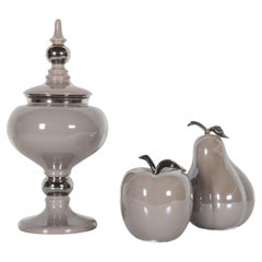 Set/ 3 Ceramic Pieces, Pearl Grey, Handmade in Portugal by Lusitanus Home