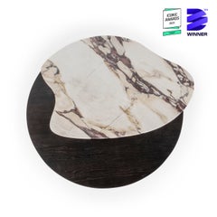 Organic Modern Bordeira Coffee Table, Viola Marble, Handmade Portugal Greenapple