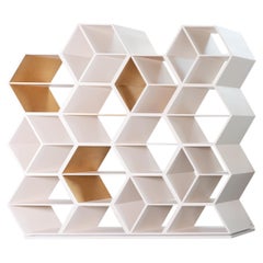 Modern Hobart Bookcase, Beige Gold Bronze, Handmade in Portugal by Greenapple