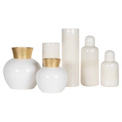 Set di 6 vasi in ceramica, bianchi, fatti a mano in Portogallo da Lusitanus Home