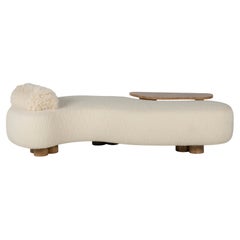 Mid-Century Modern Minho Day Bed, Wool Bouclé, Oak Root, Handmade by Greenapple