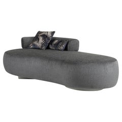 Chaise Lounge moderna per gemelli, lino grigio, fatta a mano in Portogallo da Greenapple