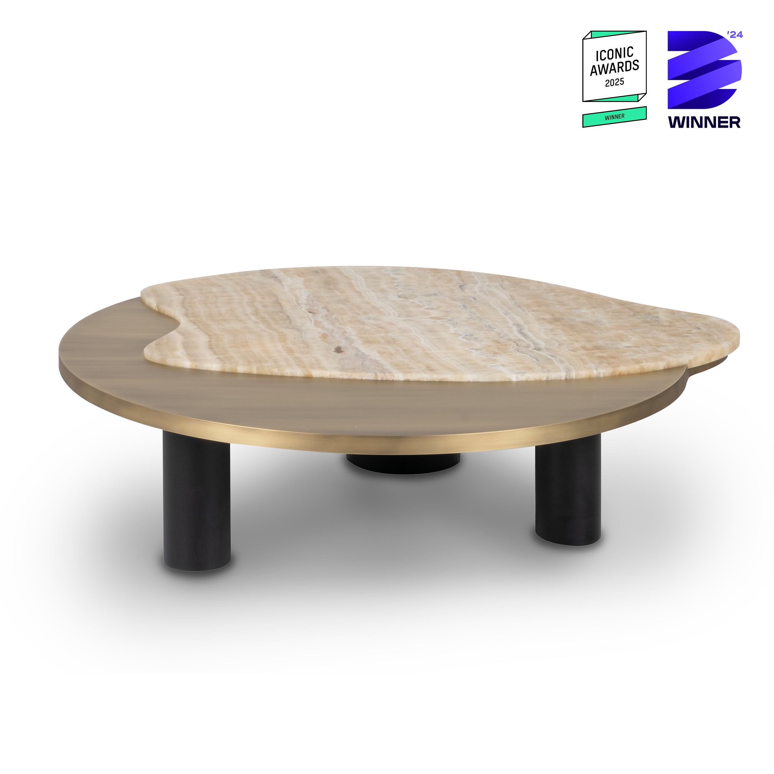 Organic Modern Bordeira Couchtische, Onyx Messing, Handmade Portugal Greenapple im Angebot