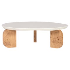 Mid-Century Modern Dornes Coffee Table, White, Oak Root, Handmade by Greenapple