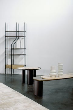Bordeira Compact Coffee Table by Rute Martins, Miel Onyx and Black Oak