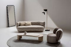 Modern Armona Travertine Coffee Table, Oak Travertine, Handmade Greenapple