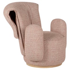 Sillón moderno de hierba, jacquard de terracota, hecho a mano en Portugal por Greenapple