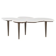 Mid-Century Modern Infinity Coffee Table, Marble Brass, Handmade by Greenapple