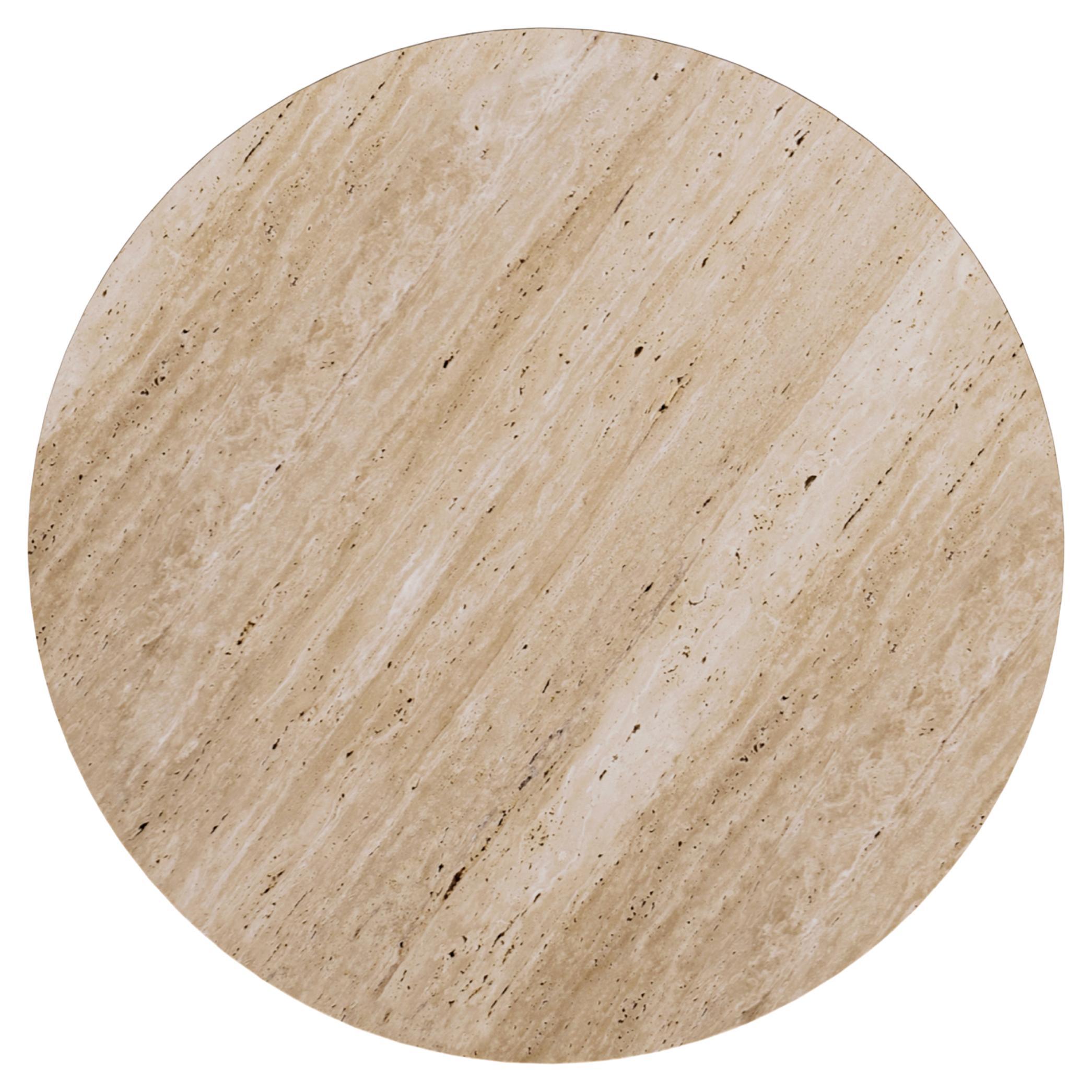 Portuguese Modern Howlite Round Dining Table, Travertine, Brass, Handmade by Greenapple For Sale